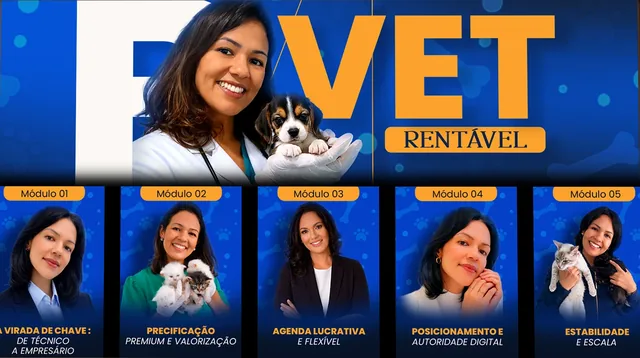 Vet Rentável, de Bruna Maris: capa e área de membros do projeto