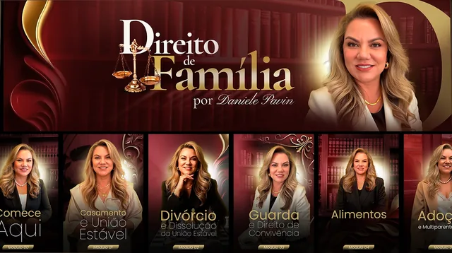 Direito de Família, de Daniele Pavin: capa e área de membros do projeto