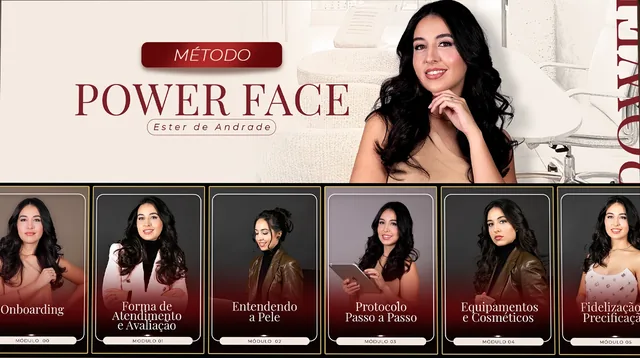 Método Power Face, de Ester de Andrade: capa e área de membros do projeto
